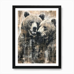 Kitsch Bear Painting 2 Art Print