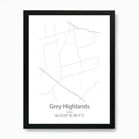 Grey Highlands,Canada Minimalist Map Art Print