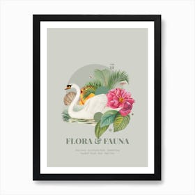 Flora & Fauna with Mute Swan Art Print
