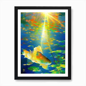 Kawarimono 1, Kujaku Koi Fish Monet Style Classic Painting Affiche