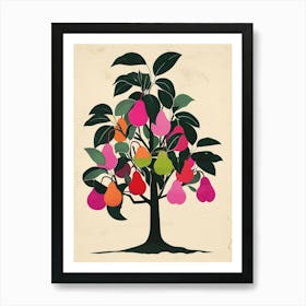 Pear Tree Colourful Illustration 3 Art Print