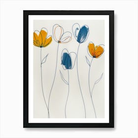 Flowers In Blue And Yellow Art Print