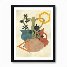 Vases And Geometric Shapes Art Print