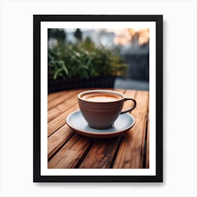 Coffee Cup On A Wooden Table 3 Art Print