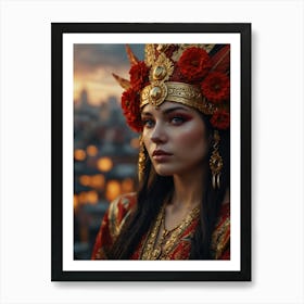 Portrait Of A Woman In Traditional Dress Art Print