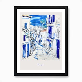 Faro Portugal 3 Mediterranean Blue Drawing Poster Art Print