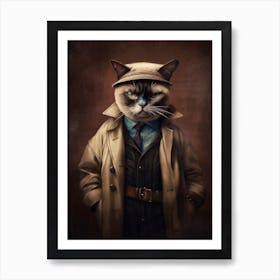 Gangster Cat Siamese Art Print