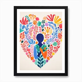 Heart Portrait Of A Person Matisse Inspired Patterns 3 Art Print