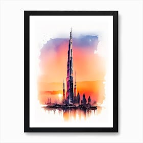 Burj Khalifa Watercolour Affiche