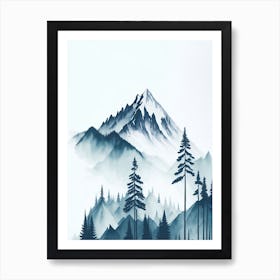 Mountain And Forest In Minimalist Watercolor Vertical Composition 146 Art Print