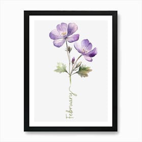 February Birth Flower Birth Month Botanical 1 Art Print