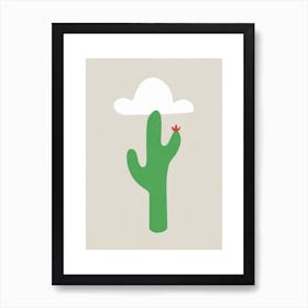 Minimal abstract cactus in a cloud Art Print