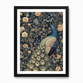 Navy Blue Peacock Wallpaper 2 Art Print