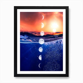 Phases Of The Moon - Moon phases poster Art Print