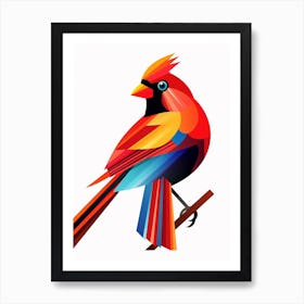 Colourful Geometric Bird Cardinal 4 Art Print