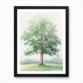 Chestnut Tree Atmospheric Watercolour Painting 5 Art Print