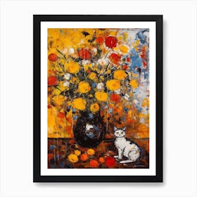 Marigold With A Cat 3 Abstract Expressionism  Art Print
