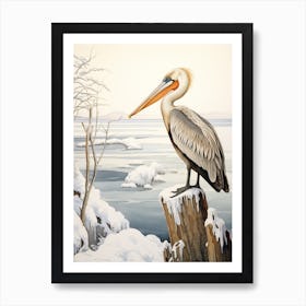 Winter Bird Painting Brown Pelican 1 Art Print