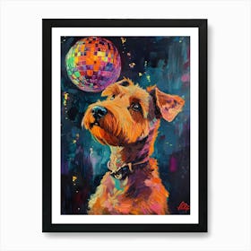 Terrier With Disco Ball 1 Art Print