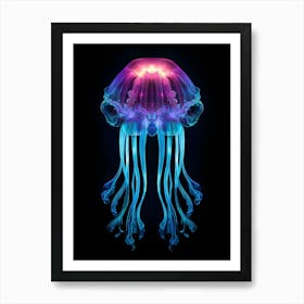 Lions Mane Jellyfish Neon Illustration 3 Art Print