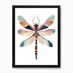 Colourful Insect Illustration Dragonfly 14 Art Print