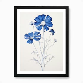 Blue Botanical Cosmos 2 Art Print