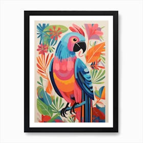 Colourful Scandi Bird Macaw 3 Art Print