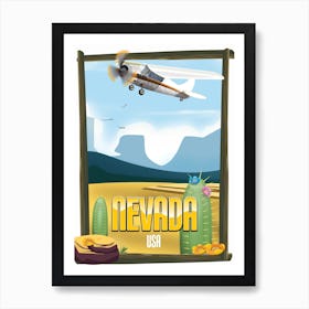 Nevada Postcard Travel poster Art Print