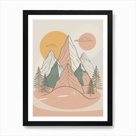 Mountain Landscape Minimalistic Style Art Print