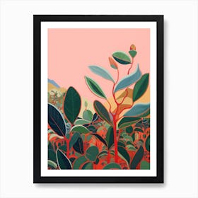 Boho Plant Painting Rubber Tree Ficus 4 Art Print