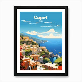 Capri Italy Coastal Travel Art Illustration Art Print