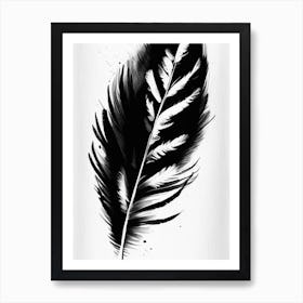 Feather Symbol Black And White Painting Art Print