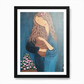 Girl with a jug Art Print