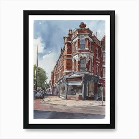 Haringey London Borough   Street Watercolour 1 Art Print