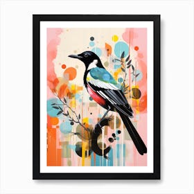 Bird Painting Collage Magpie 1 Art Print
