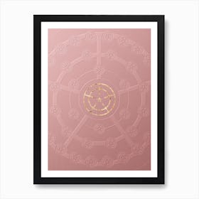 Geometric Gold Glyph on Circle Array in Pink Embossed Paper n.0055 Art Print