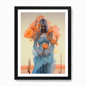 portrait of a woman in a field illustration 2 Art Print