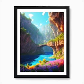 Waterfall In The Mountains 11 Art Print