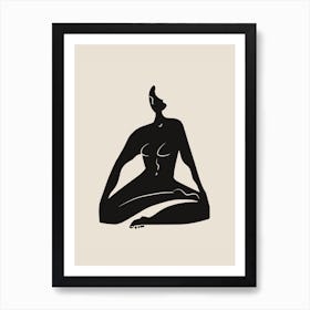 Meditating Nude In Black Art Print