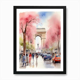 Champs-Elysées Avenue. Paris. The atmosphere and manifestations of spring. 23 Art Print