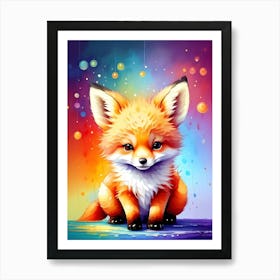 Finnigan the Colorful Fox: Keeper of the Starlit Woods Art Print