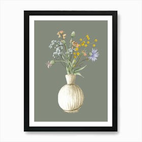 Wild Flowers In Beige Vase Art Art Print