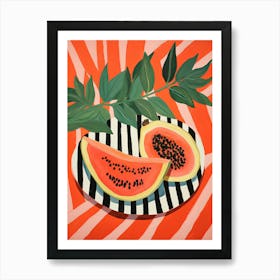 Papaya Fruit Summer Illustration 8 Art Print