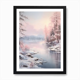 Dreamy Winter Painting Lake Tahoe Usa 1 Art Print