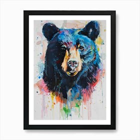 Black Bear Colourful Watercolour 2 Art Print