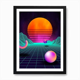 Neon retrowave sunrise #2 [synthwave/vaporwave/cyberpunk] — aesthetic retrowave neon poster Art Print