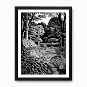 Callaway Gardens, 1, Usa Linocut Black And White Vintage Art Print