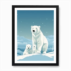 Winter Hugs; Oil Brushed Polar Bear Family Art Print