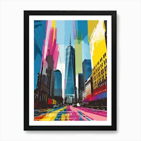 One World Trade Center New York Colourful Silkscreen Illustration 3 Art Print