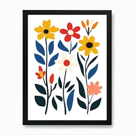 Flowers On A White Background 5 Art Print